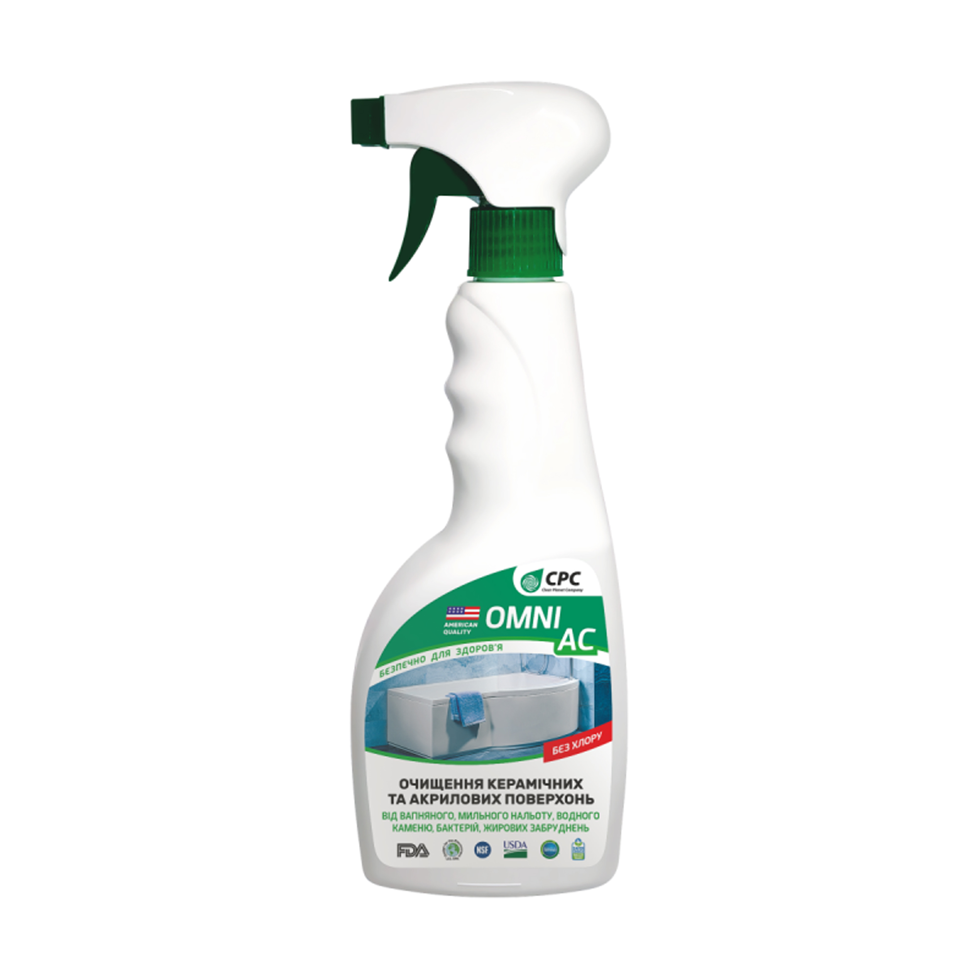 Уцінка! Засіб для очищення керамічних та акрилових поверхонь CPC Omni АС без хлору, 500 мл